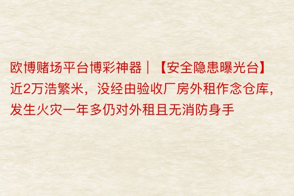 欧博赌场平台博彩神器 | 【安全隐患曝光台】近2万浩繁米，没经由验收厂房外租作念仓库，发生火灾一年多仍对外租且无消防身手