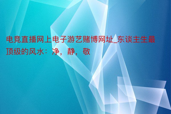 电竞直播网上电子游艺赌博网址_东谈主生最顶级的风水：净，静，敬