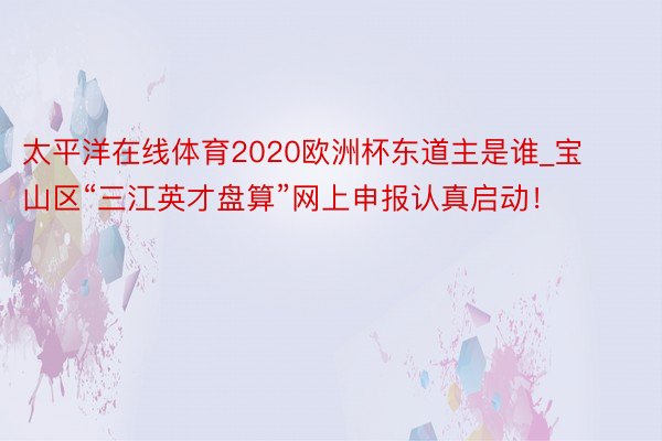 太平洋在线体育2020欧洲杯东道主是谁_宝山区“三江英才盘算”网上申报认真启动！