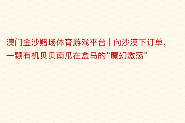 澳门金沙赌场体育游戏平台 | 向沙漠下订单，一颗有机贝贝南瓜在盒马的“魔幻激荡”