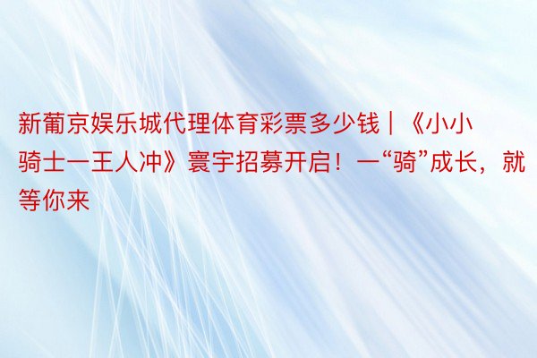 新葡京娱乐城代理体育彩票多少钱 | 《小小骑士一王人冲》寰宇招募开启！一“骑”成长，就等你来