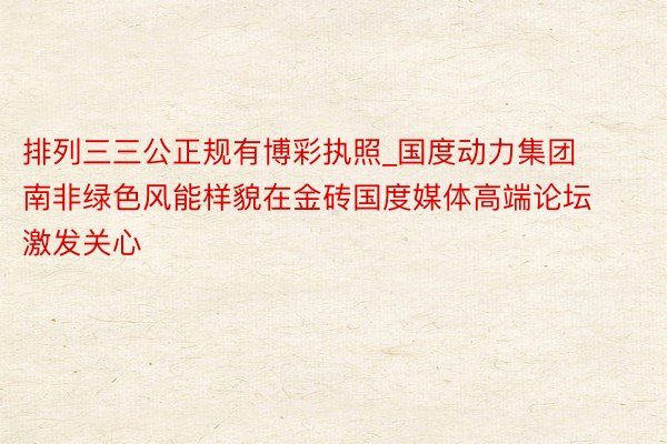 排列三三公正规有博彩执照_国度动力集团南非绿色风能样貌在金砖国度媒体高端论坛激发关心