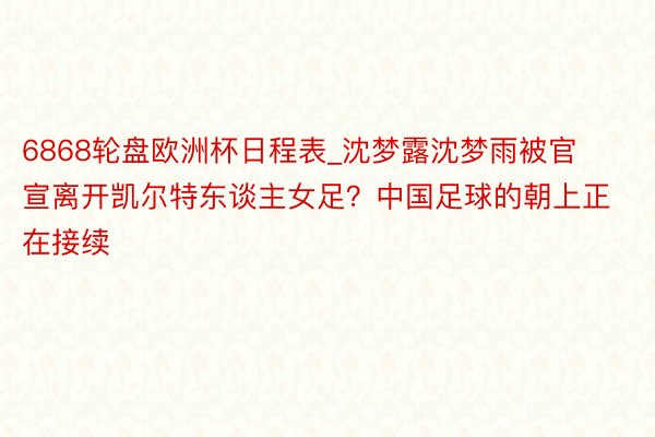 6868轮盘欧洲杯日程表_沈梦露沈梦雨被官宣离开凯尔特东谈主女足？中国足球的朝上正在接续