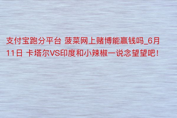 支付宝跑分平台 菠菜网上赌博能赢钱吗_6月11日 卡塔尔VS印度和小辣椒一说念望望吧！